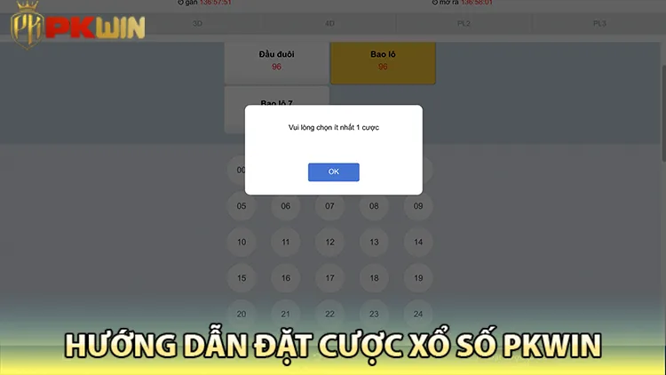 Minh họa đặt cược hướng dẫn chơi Xổ Số PKWIN 2025