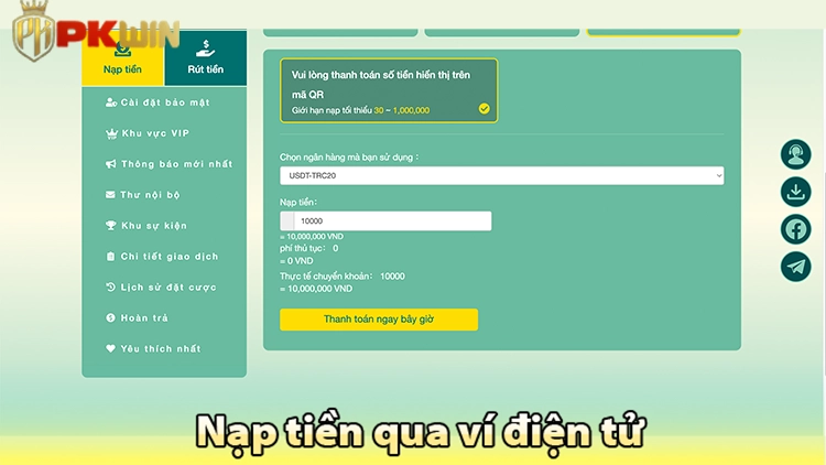 Minh họa ví điện tử nhận hoàn tiền PKWIN 2025