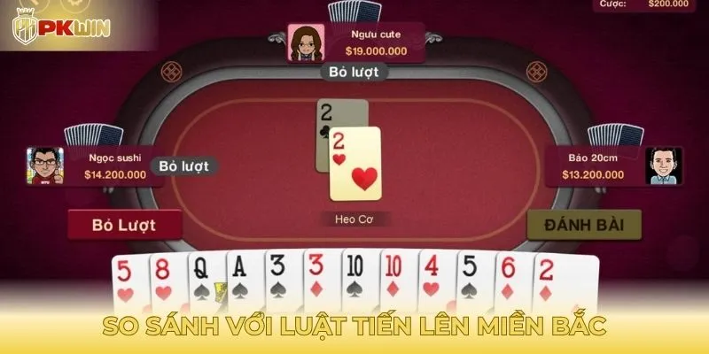 So sánh với luật tiến lên miền bắc